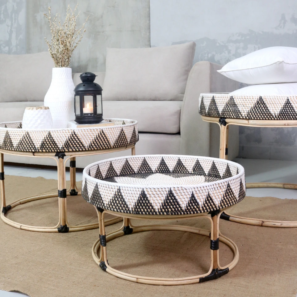 handmade rattan side table coffee table