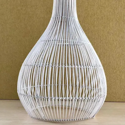 [1805_CEI_1356_D] White Kariatis Rattan Pendant Light | Fresh Natural Ceiling Lamp