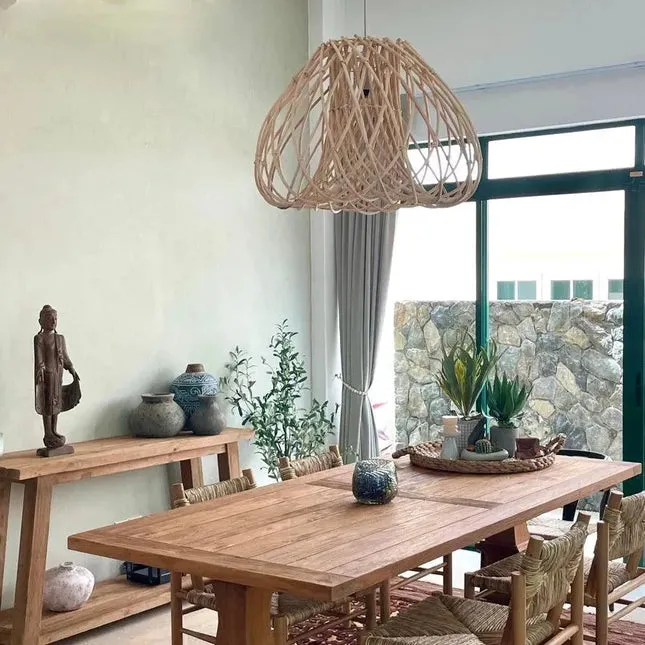 [1805_CEI_1343_D] Sergio Rattan Hanging Lamp | Natural Pendant Light