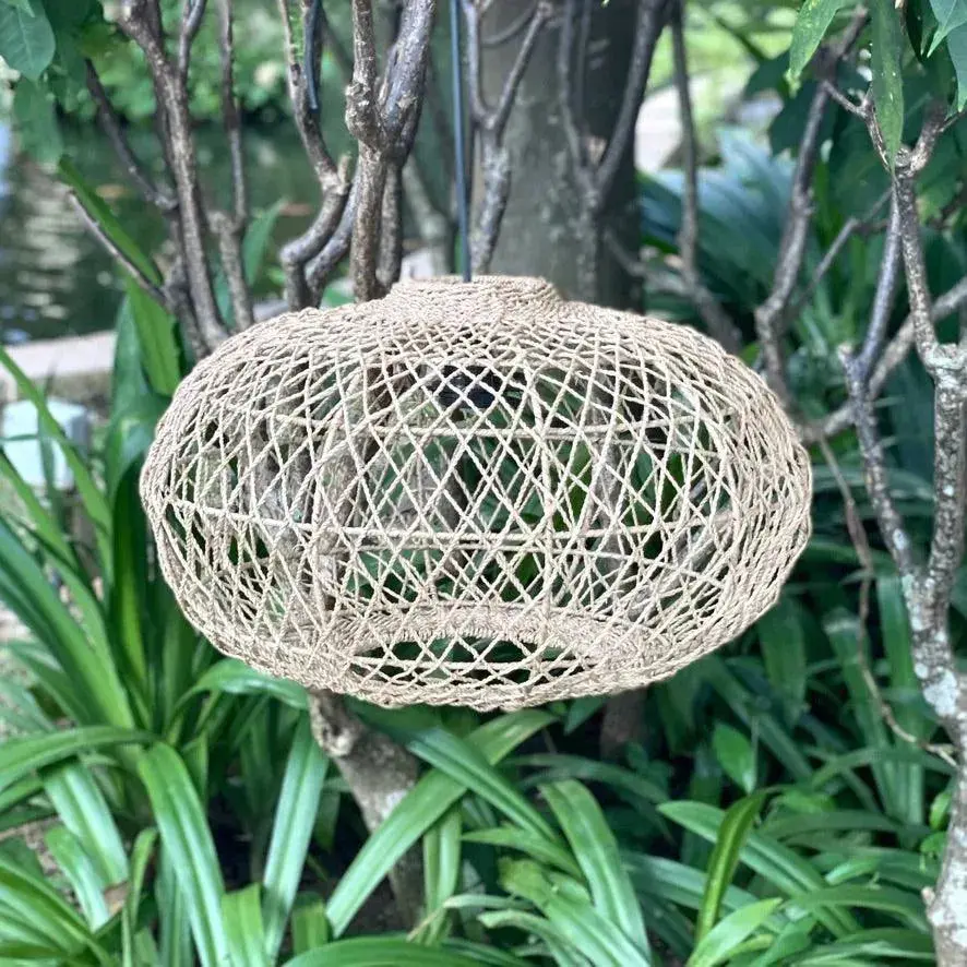 [1805_LAM_1006_D] Brisket Kofin Rope Lampshade | Artisan Natural Pendant Shade