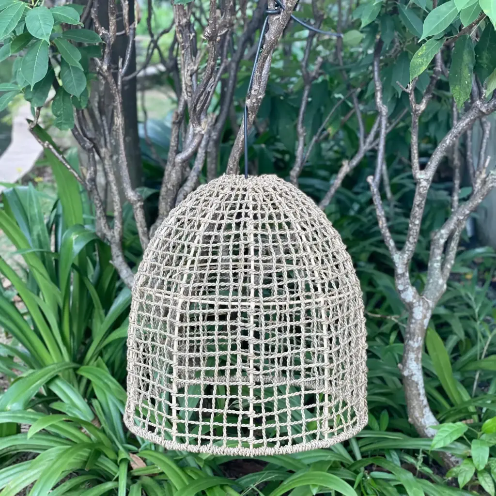 [1805_LAM_1005_D] Brisket Bell Natural Rope Lampshade