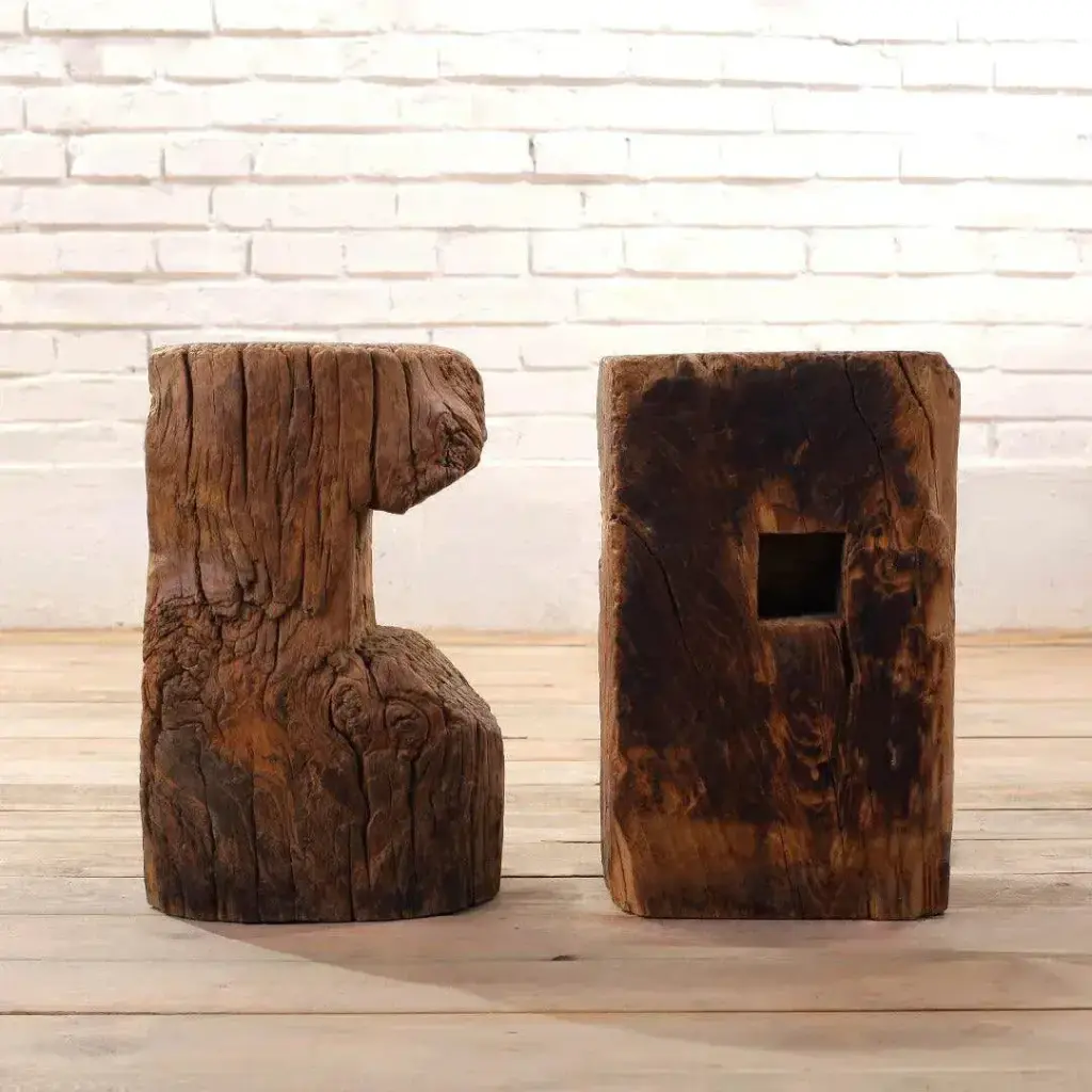 [1805_FOL_1415_D_GPND-020067] Dodo Reclaimed Elm Stool | Rustic Wooden Accent Stool