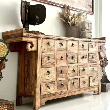 [1805_BUF_1364_D_GPND-020143] Carl Chinese Medicine Cabinet | Reclaimed Elm Multi-Drawer