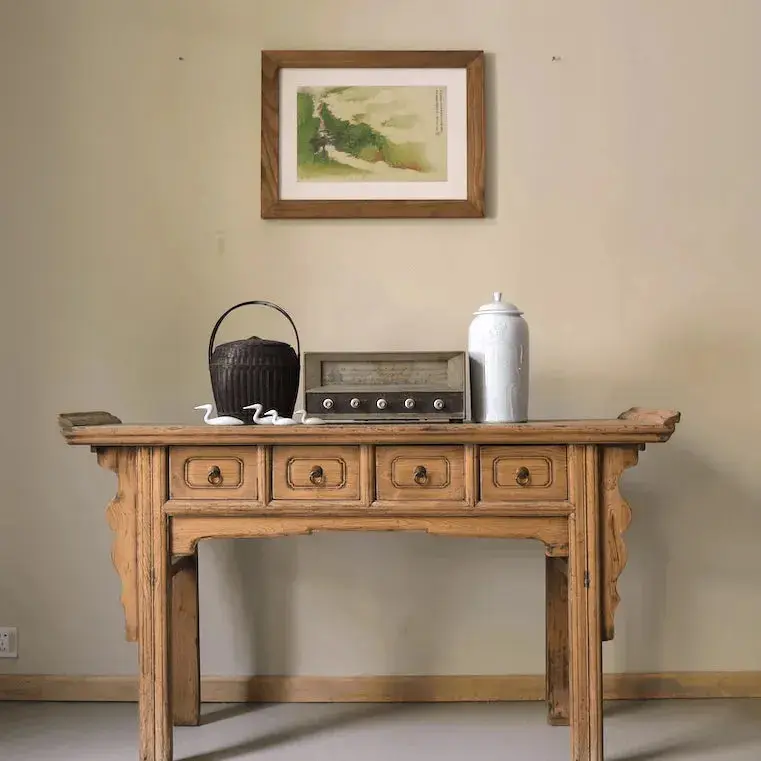 [1805_SOF_1381_D_GPND-020043] Amy Chinese Console Table | Reclaimed Elm Heritage Drawer Table