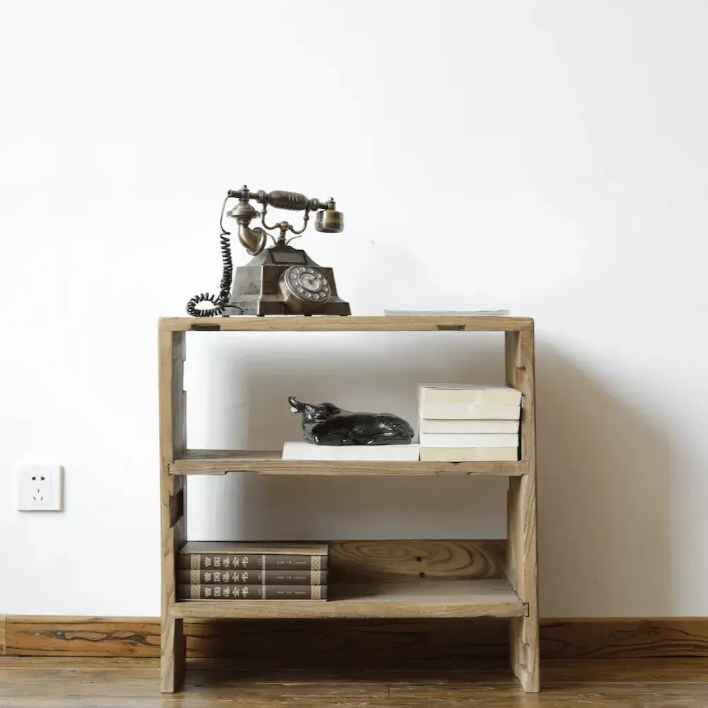 [1805_HOU_1387_D_GPND-020062] Koko Reclaimed Elm Display Rack | Rustic Natural Wood Shelving