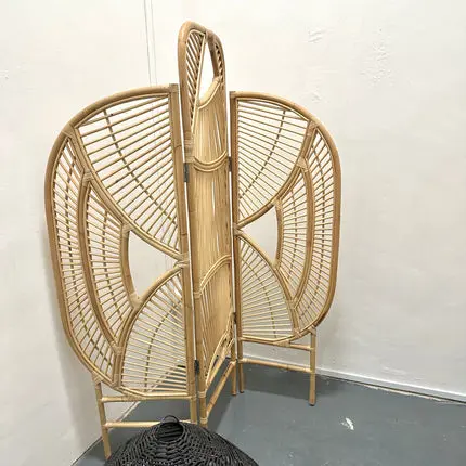 [1805_ROO_1267_D] Zoe Rattan Paravan Room Divider | Handcrafted Natural Screen