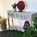 Moroccan Whitewash Console Table | Boho Accent Table Singapore