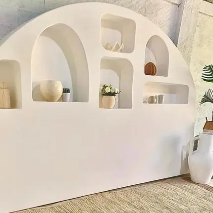 [1805_HEA_1190_D] Santorini Arch Bed Headboard | Mediterranean Wood Headboard