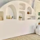 Santorini Arch Bed Headboard | Mediterranean Wood Headboard