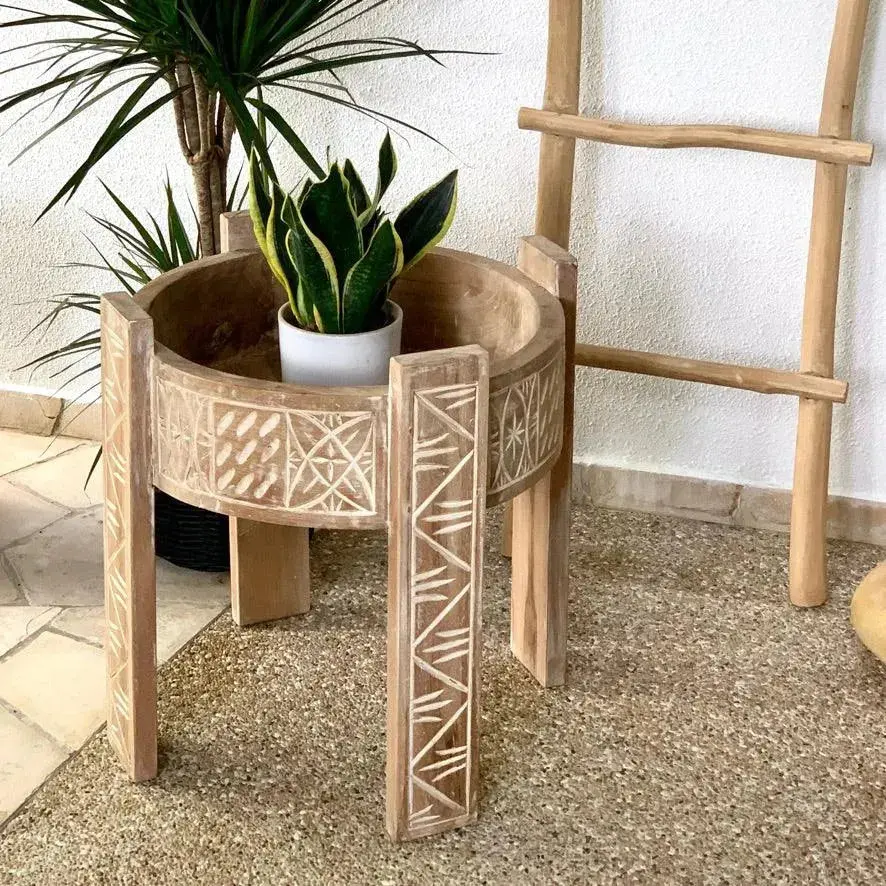 [1805_BED_0412_D] Samaya Grinder Table | Unique Reclaimed Wood Accent Side Table