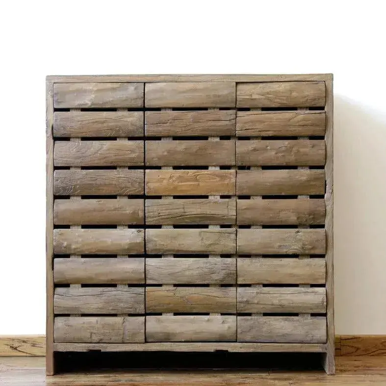 Walker Reclaimed Elm Shoe Cabinet | Rustic 2-Drawer Entryway Storage