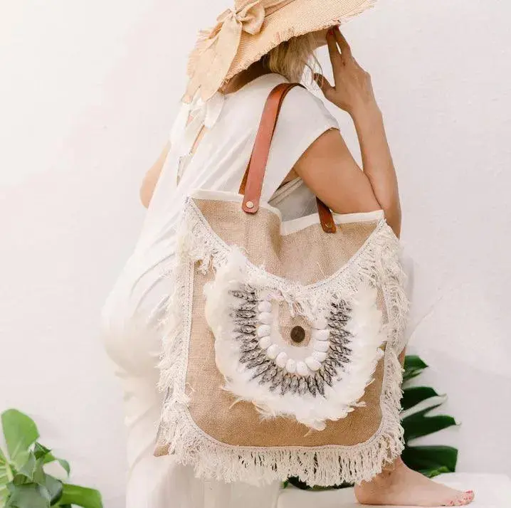 [1802_BAG_0136_D] Jute Square Handbag | Natural Structured Eco Bag Singapore (Normal)