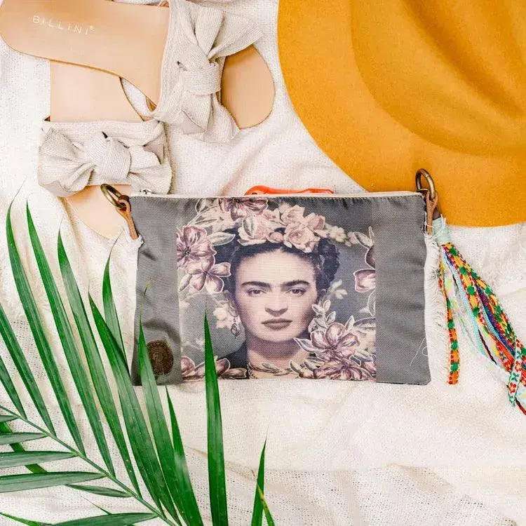 [1802_067_BAG_0204_D] Printed Cotton Crossbody Bag Purse Frida Kahlo /FK15/FK16/FK19 (FK15)