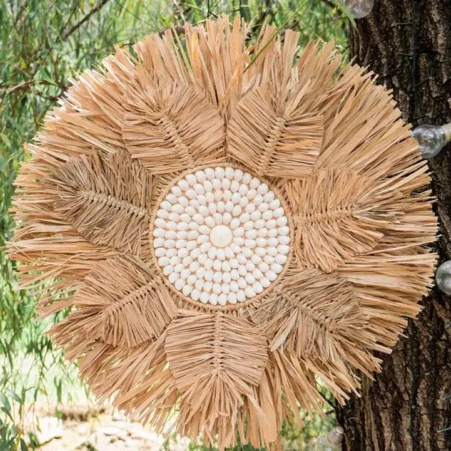 Evia Seagrass Wall Deco | Handwoven Natural Wall Art (Small, Seagrass, Small: 50cm Dim)